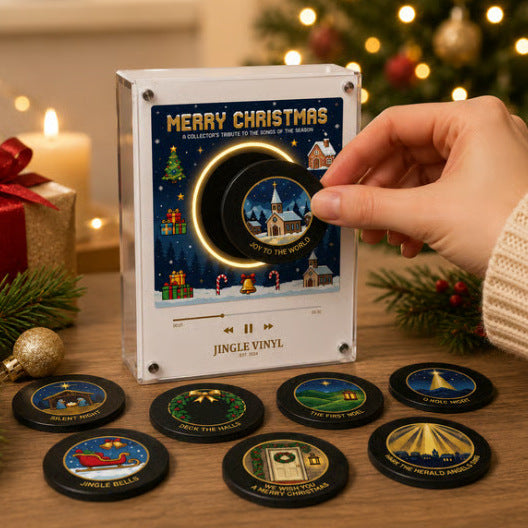 NFC rotating music player and fridge magnet set