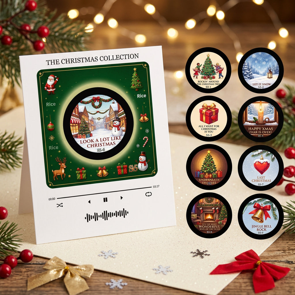 NFC rotating music player and fridge magnet set